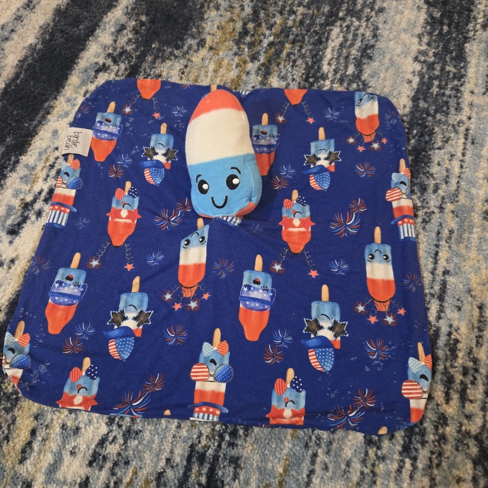 Blue and Red Space-Themed Bibs with Retro Rockets